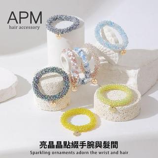 美時精品🧡🌷保證🖤明星同款👍APM水晶高級感髮圈 高彈性甜美百搭發繩 AMP髮圈隔日運