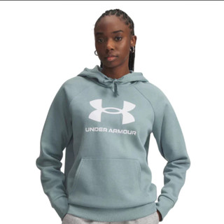 【UNDER ARMOUR】UA 女 Rival Fleece Big Logo 長袖帽T 1379501-323