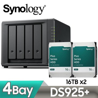 Synology 群暉 DS925+ 網路儲存伺服器 + HAT3310 PLUS 16TB NAS硬碟(X2)