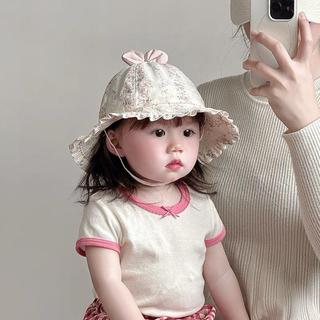 🔥特惠倒數 限時低價 小孩帽子 帽子 男童女童漁夫帽 盆帽 夏季薄款 小孩帽子春秋薄款透氣隔熱蕾絲花邊公主漁夫帽女夏季