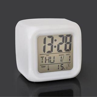 Colorful Square Clock LED Color-Changing Night Light Electro