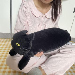 【優選⚡️隔曰到貨⚡️】日本黑貓毛絨宜得利長條貓咪沙發床頭家居抱枕床上抱睡送女生