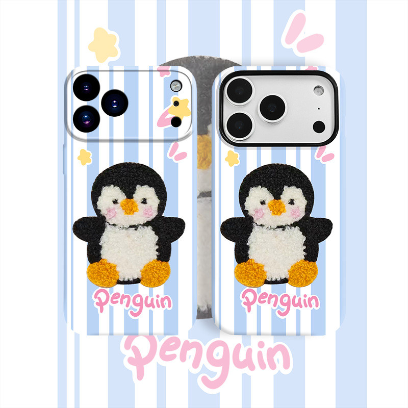 ZX甄選✨17手機殼 適用蘋果17新款手機殻條紋企鵝貼片iPhone16華為oppo小米vivo