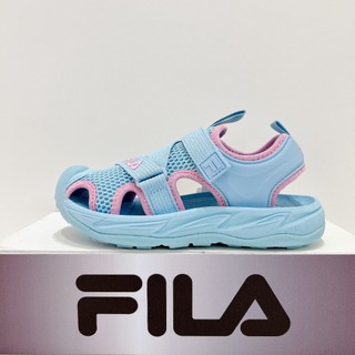 FILA KIDS 中童 大童 藍粉色 魔鬼氈 護趾鞋 涼鞋 3-S423A-335