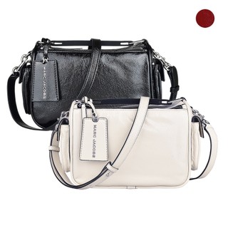 MARC JACOBS THE SOFT BOX 23銀字LOGO漆面牛皮雙拉鍊手提斜背包(兩色)
