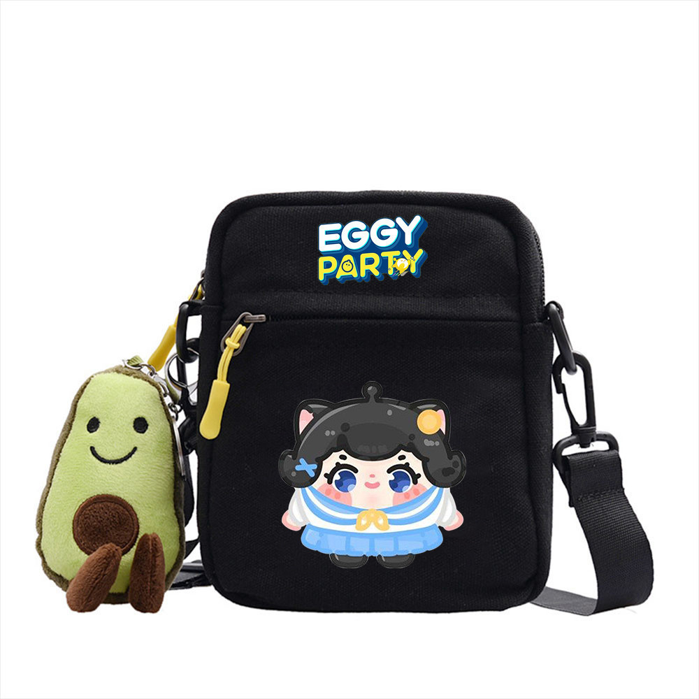 EGGY PARTY蛋仔派對帆布小方包男女學生遊戲公仔印花單肩斜跨包