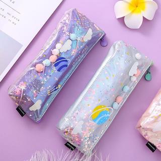 開學用品✨筆袋鉛筆盒鉛筆袋學生筆袋透明筆袋韓系筆袋鐳射星空流沙筆袋ins高顏值學生文具袋炫彩星球亮片零錢包化妝包