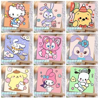 【客製化】數字油畫 DIY 三麗鷗 玉桂狗 美樂蒂 手繪填色 卡通動漫 丙烯裝飾畫
