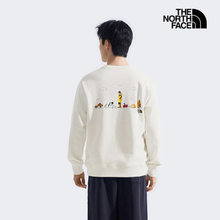 【uncle belly】The North Face北面男女款米白色趣味印花長袖大學T｜8HNFQLI