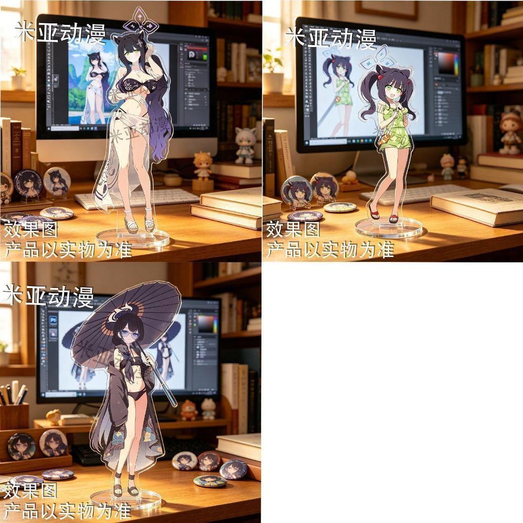 【臺灣出貨】 蔚藍檔案動漫周邊 蔚藍檔案山海經泳裝系列周邊 春原瞬小瞬龍華妃咲自制立牌房間擺件 碧藍檔案