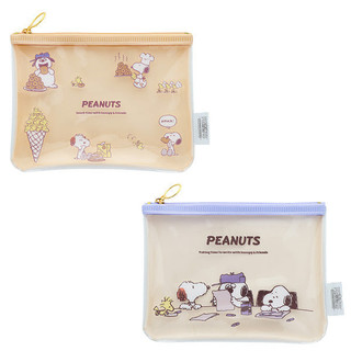 嘻嘻日貨🐾 現貨 日本正版 史努比 透明拉鍊 小物包 M號 SNOOPY 扁平 PVC 收納袋 文具收納 鉛筆盒 化妝包