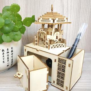 旋轉木馬八音盒 木質拼裝DIY 音樂盒 手工創意新年禮物 兒童禮物
