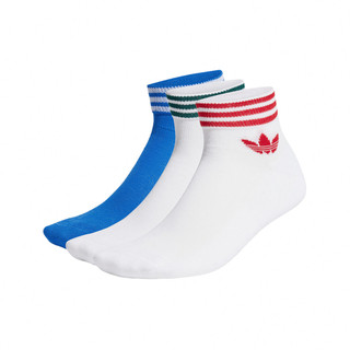 adidas 休閒襪 TREF ANK Socks HC 童襪 大童 短襪 白 藍 條紋 3雙 [ACS] IU2662