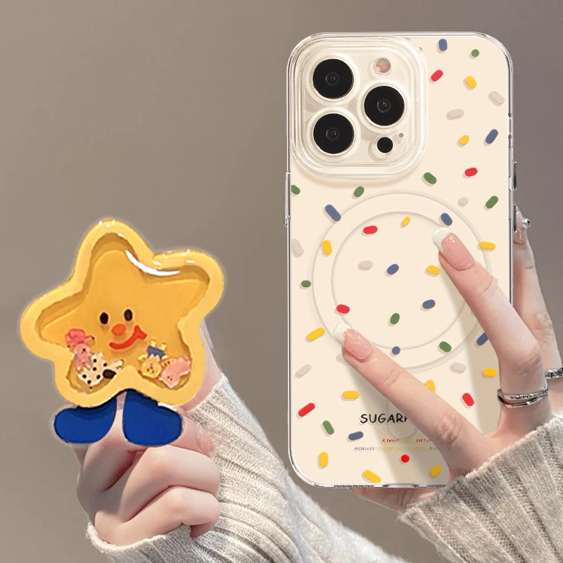 ZX甄選✨17保護殼 17手機殼 彩色波點蘋果16promax手機殻iphone15磁吸14plus帶支架12外殻