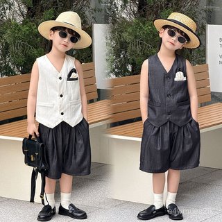 2026夏季新款兒 *^童馬甲套裝短褲潮範演出錶演男 *^童帥氣一件代髮 POON