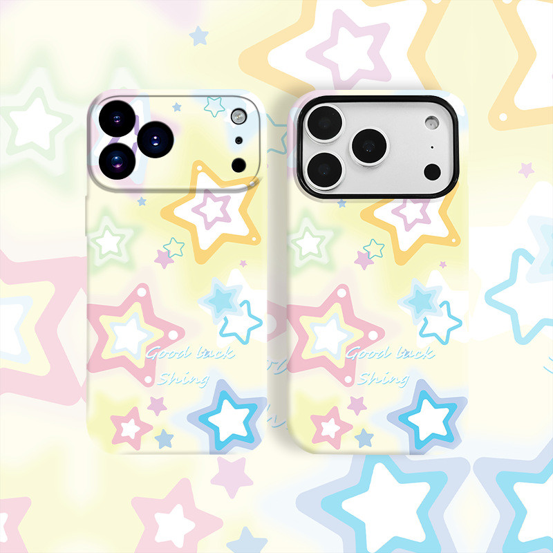 ZX甄選✨17手機殼 適用蘋果17手機殻新款彩色星星iPhone16華為oppo小米vivo二閤一套