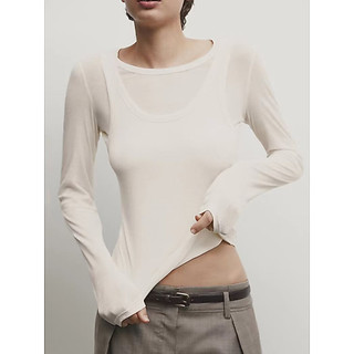 MD女裝 秋季新品格蕾系簡約圓領雙層羅文內搭長袖T恤06898755802