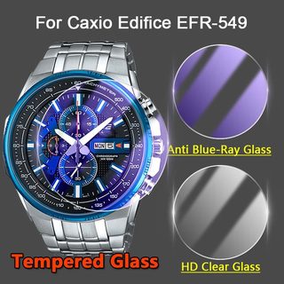 【1-5片】9M鋼化玻璃適用Casio手錶Edifice EFR-549 2.5D高畫質防紫光護眼防摔保護貼膜