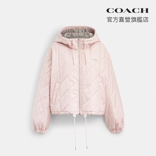 【COACH】絎縫束腰連帽棉外套-粉紅色(CCY87)｜官方直營