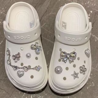 ❤️臺灣寄出✨金屬閃鑽鏈條蝴蝶洞洞鞋配飾適配Crocs高級帶鑽鞋花diy可拆卸鞋釦