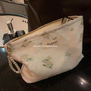 HEYONI韓國小眾刺繡花朵化妝包大容量ins輕奢便攜出遊洗漱收納袋