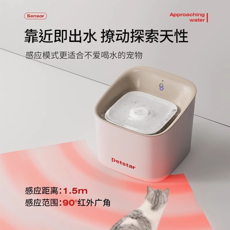 臺灣出貨【petstar_貓咪自動飲水機】不插電靜音智能循環流動感應寵物喝水