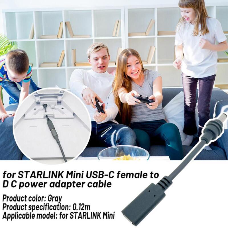 HOT 適用於 STARLINK Mini USB-C 母頭轉 D C 電源適配器電纜高品質電纜 D C 插頭防風雨戶外