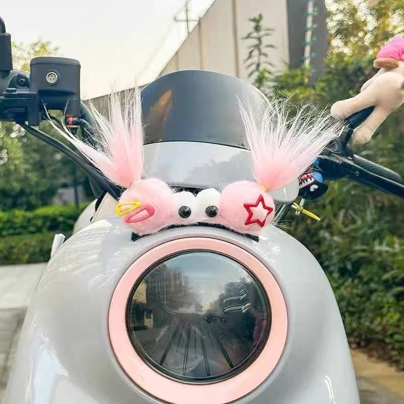 【臺灣出貨】小丑娃頭盔裝飾品三福娃髮飾電瓶車燈改造雙馬尾貓耳朵配飾搞怪萌