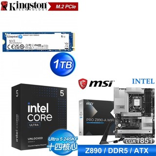 〈鈔省價〉U5 245KF+微星 PRO Z890-A WIFI D5主機板+金士頓 NV3 1TB SSD