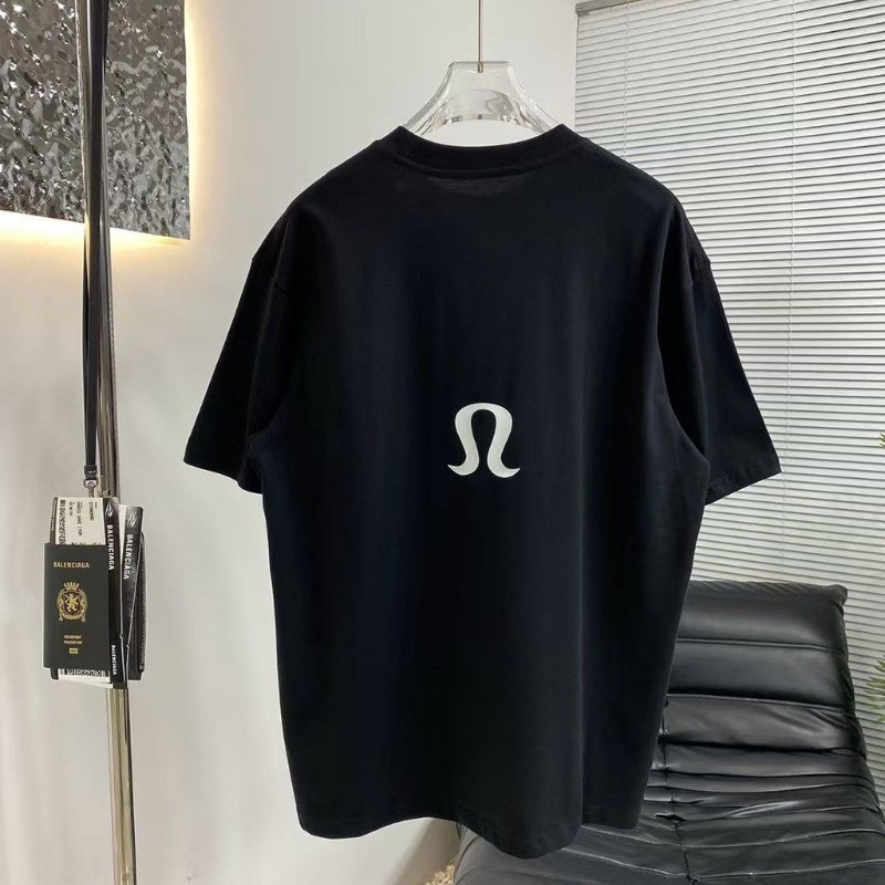 運動休閒超大 T 恤 Lululemon 男士女士 100% 棉簡約印花短袖寬鬆舒適街頭風格