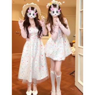 W.Mei 日系女裝 森系女裝 日系森林系 日系服飾 日系洋裝 森林系服飾 閨蜜套裝甜美少女風設計感碎花吊帶裙防曬開衫