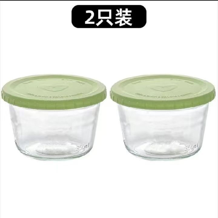 桃園發貨免運 🔥圓形玻璃碗保鮮盒玻璃飯盒微波爐可加熱飯盒帶蓋上班族水果便噹盒