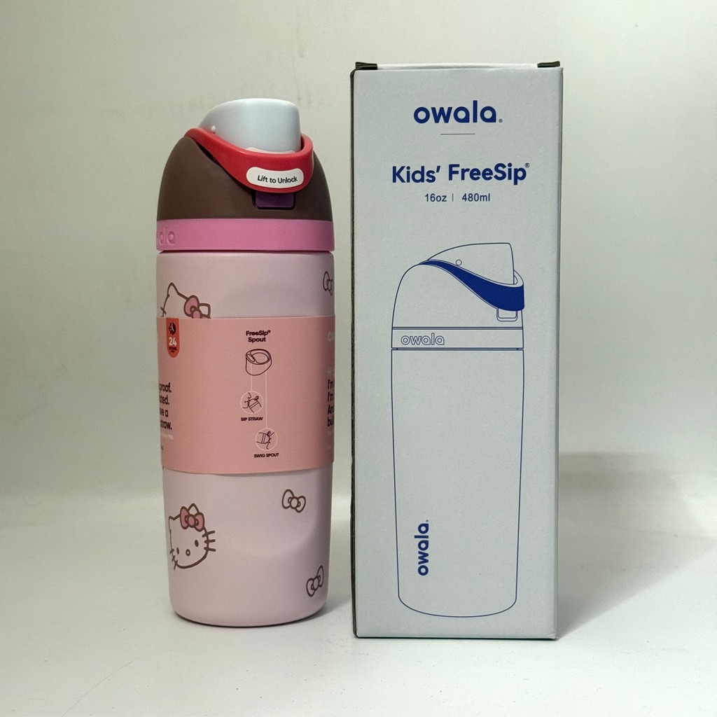 「台灣出貨🔥」Owala 24oz 32oz 健身水瓶 - 大容量、防滑手柄,適閤健身房/旅行 - 冰風白