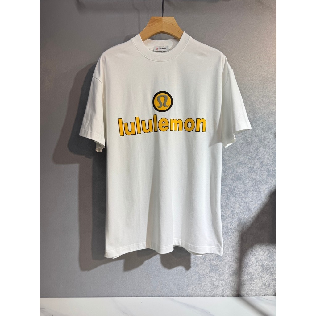 Lululemon 夏季街頭服飾頂級字母圖案印花寬鬆版型棉質休閒中性 3.18