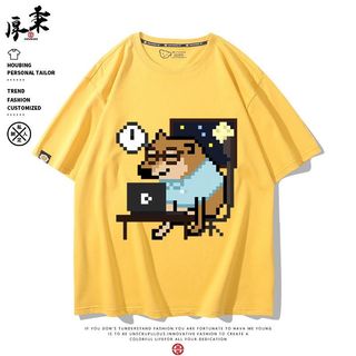 喪系Cheems狗子打工人短袖T恤潮秋田柴犬廢柴自暴自棄梗男女衣服