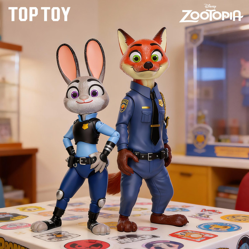 ✨Roland✨『TOPTOY 動物方城市尼克與朱迪狐兔』動物方城市 瘋狂動物城尼克與朱迪狐兔CP拼裝大娃經典警官周邊