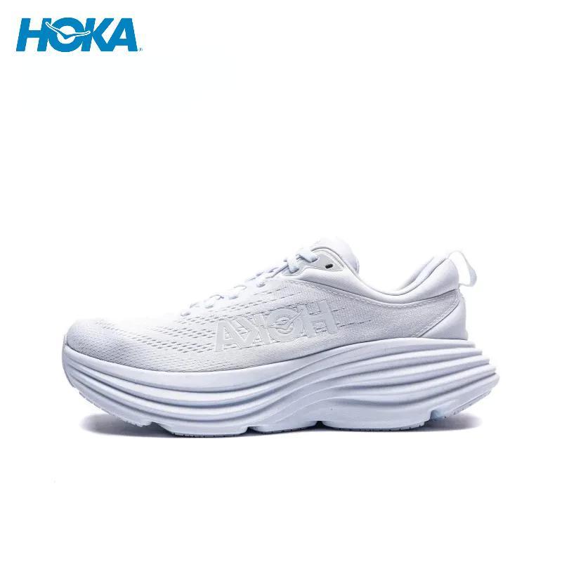 HOKA ONE ONE Bondi 8 全白 慢跑鞋 男女鞋 運動鞋 緩震 弧形大底 輕盈緩震透氣跑步鞋 休閑運動鞋
