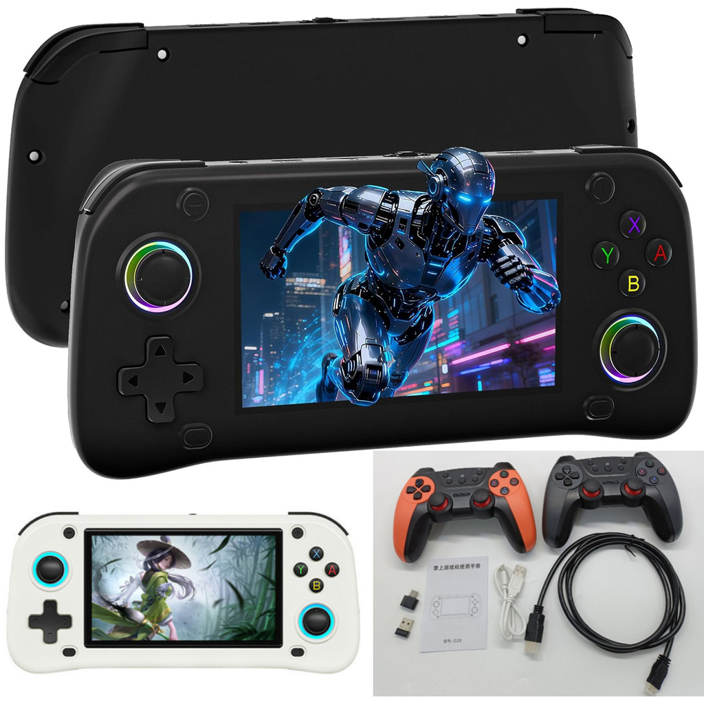 G28 復古手持遊戲機 - 20,000+ 預裝復古遊戲,4.3 英寸 IPS 屏幕,64GB,即插即用便攜式遊戲機,帶