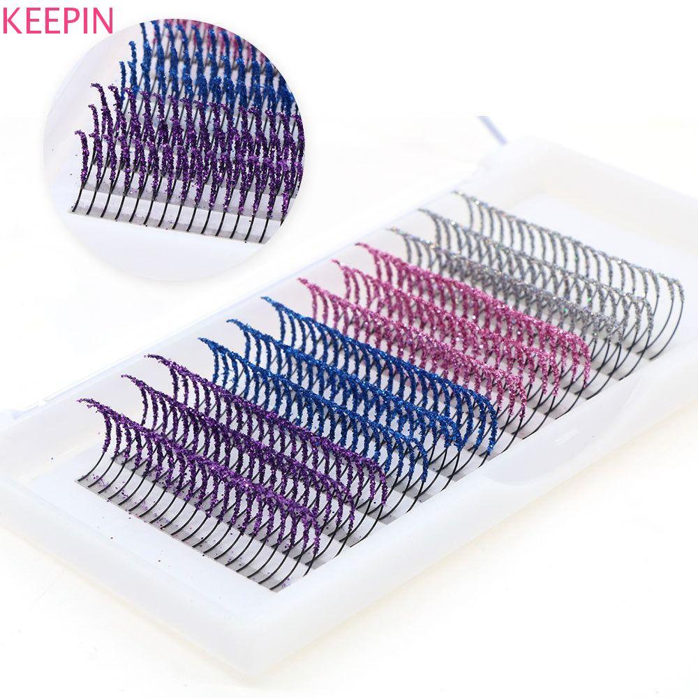 KEEPIN Glitter 彩色睫毛舞台妝七彩閃亮假睫毛彩色水貂睫毛分段睫毛睫毛延長女士派對單簇睫毛
