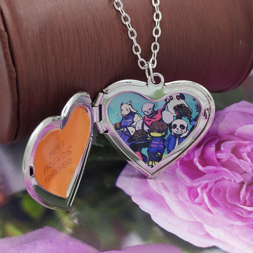 ❀好物精選❀sans心形項鍊吊墜 UNDERTALE愛心全家福照片相框項鍊傳說之下項鍊