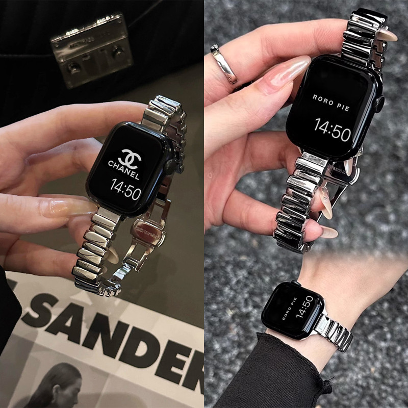 蝴蝶扣 金屬錶帶 適用 Apple Watch 11 10 9 8 7 SE 不鏽鋼錶帶 蘋果錶帶 42mm 46mm