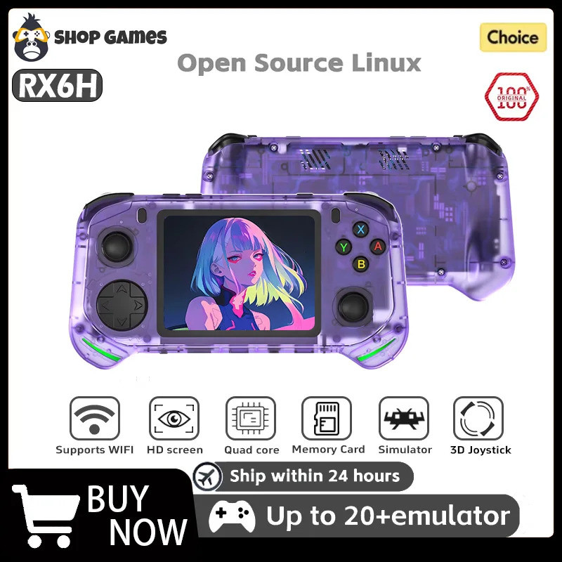 RX6H 復古手持遊戲機 Linux 系統 3.5 英寸 IPS 屏幕便攜式袖珍視頻播放器 64GB 128GB 遊戲兒