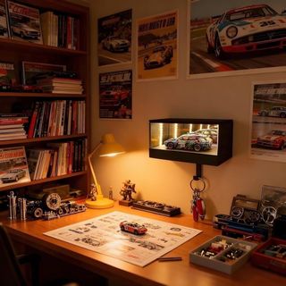 【臺灣有貨】汽車模型場景 1/64場景 車模展示盒 縱深鏡面無限車庫鑰匙扣掛架壁掛式LED爆款車模裝飾3D展示盒