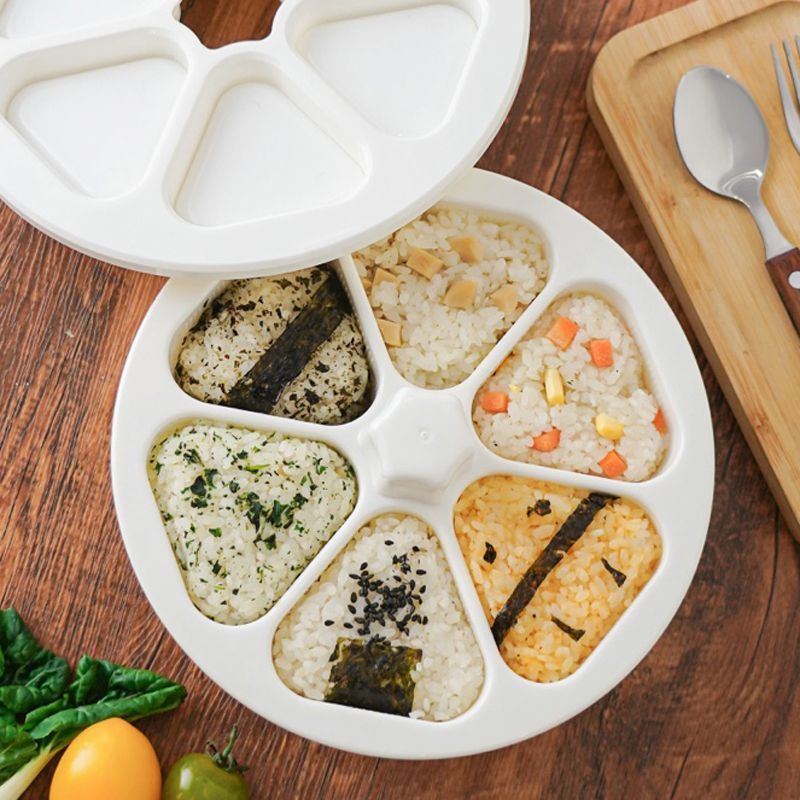 飯糰模具 壽司飯糰工具 飯糰神器 日式壽司六合一模具三角飯糰便當盒模型擺攤製作必備三角飯糰模具