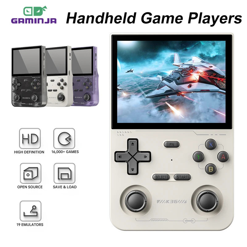 GAMINJA K36 手持遊戲機 3.5 英寸 IPS 640x480 屏幕內置 64GB 模擬器遊戲遊戲便攜式手持遊