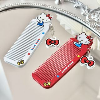 ✨臺灣出貨✨Hello Kitty可愛卡通凱蒂貓金屬梳子女生便攜寬齒密齒美髮梳順髮美髮梳 家用梳子 密齒梳子 便攜小梳子