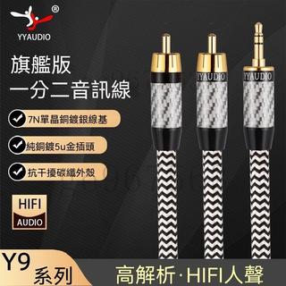 台灣公司貨-附發票 hifi單晶銅 3.5轉雙蓮花 一分二音頻線 3.5mm轉2rca手機音響箱連接線 喇叭線 音頻線