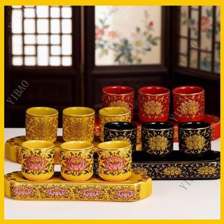 神明茶杯 陶瓷供水杯 敬茶座 供杯 招財進寶 佛前供奉 觀音蓮花聖水杯 三連杯 淨水杯 佛具 祭祀用品 敬神杯 陶瓷茶杯