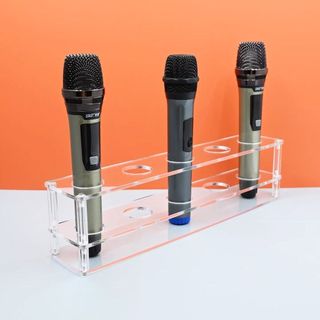 【臺灣出貨】話筒展示架麥架 KTV麥克風陳列架音響店置物架透明亞克力話筒支架