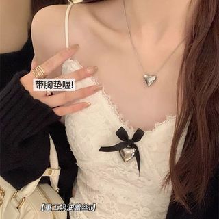 MeetYou 蕾絲上衣 韓系上衣 設計感上衣 蕾絲背心 純欲風奶油蕾絲吊帶背心女自帶胸墊春季新款內搭外穿打底上衣